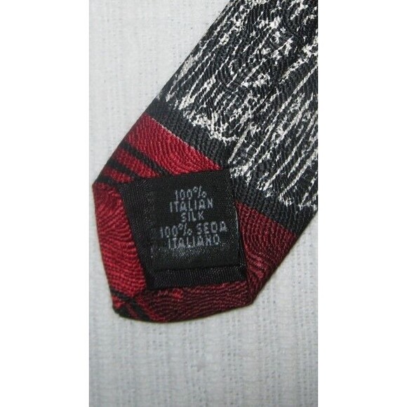 Cerruti CXIII Cool Red Black Blue Gray Necktie Abstract Patterned 100% Silk Tie - Picture 3 of 3